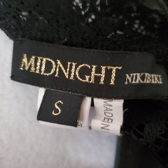 NIKIBIKI Midnight Black Lace Faux Leather Dress Small - Picture 11 of 13